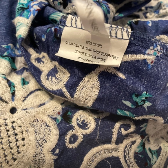 Boho Navy Blue Floral Front Knot Twist Dress| Here come the Sun Sz 8 - Picture 14 of 16